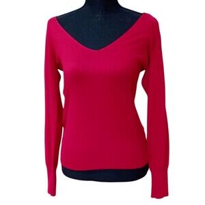 LouLou Red Top Blouse Long Sleeved Rayon & Nylon Pullover Women's Small